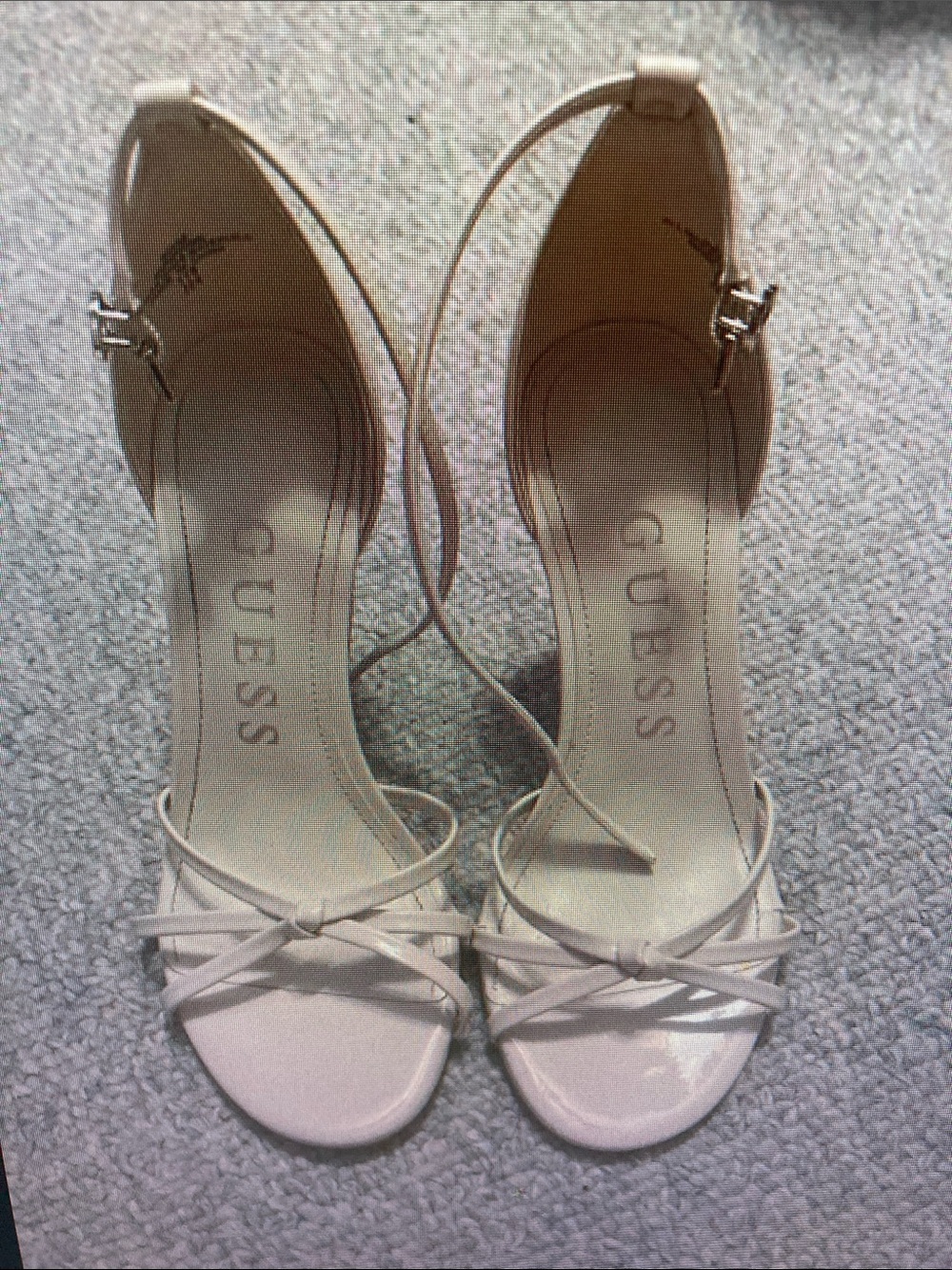 GUESS Women's Beige Strappy Low-Heel Sandals